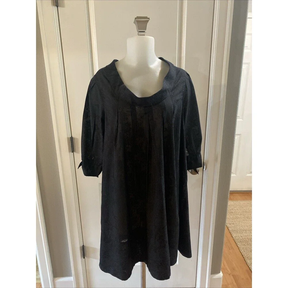 Noa Noa Black Blue Cotton Blend Tunic Short Sleeve Top Dress -Size XL‎
